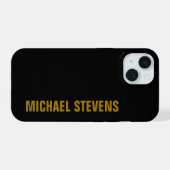 Zwart Goud Kleur Professioneel Naam toevoegen iPhone 15 Case (Achterkant horizontaal)