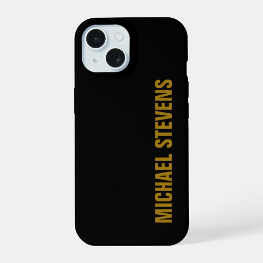 Zwart Goud Kleur Professioneel Naam toevoegen iPhone 15 Case (Achterkant)