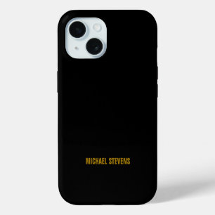 Zwart Goud Kleur Professioneel Naam toevoegen iPhone 15 Case