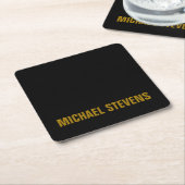 Zwart Goud Kleur Professioneel Naam toevoegen Kartonnen Onderzetters (Schuin)
