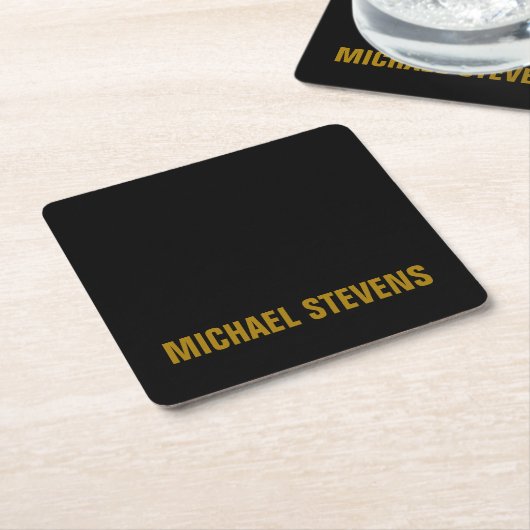 Zwart Goud Kleur Professioneel Naam toevoegen Kartonnen Onderzetters (Schuin)