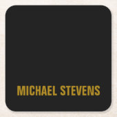 Zwart Goud Kleur Professioneel Naam toevoegen Kartonnen Onderzetters (Voorkant)