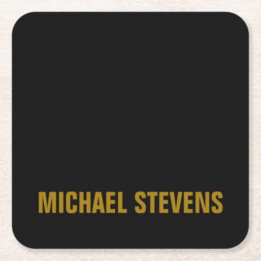 Zwart Goud Kleur Professioneel Naam toevoegen Kartonnen Onderzetters (Voorkant)