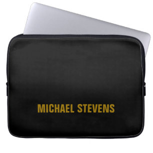 Zwart Goud Kleur Professioneel Naam toevoegen Laptop Sleeve