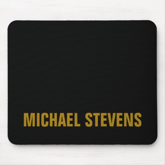 Zwart Goud Kleur Professioneel Naam toevoegen Muismat (Voorkant)