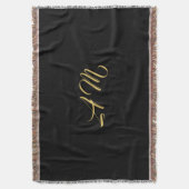 Zwart Goud Kleuren Monogram Initiaal Kalligrafie Deken (Voorkant Verticaal)