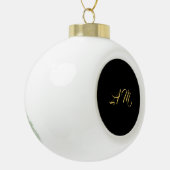 Zwart Goud Kleuren Monogram Initiaal Kalligrafie Keramische Bal Ornament (Links)