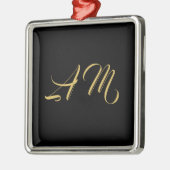 Zwart Goud Kleuren Monogram Initiaal Kalligrafie Metalen Ornament (Links)