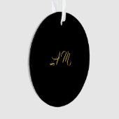 Zwart Goud Kleuren Monogram Initiaal Kalligrafie Ornament (voorkant)