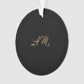 Zwart Goud Kleuren Monogram Initiaal Kalligrafie Ornament (voorkant)