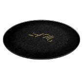 Zwart Goud Kleuren Monogram Initiaal Kalligrafie Snijplank (Hoek)