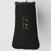 Zwart Goud Kleuren Monogram Initiaal Letternaam Golfheadcover (Draai 90)