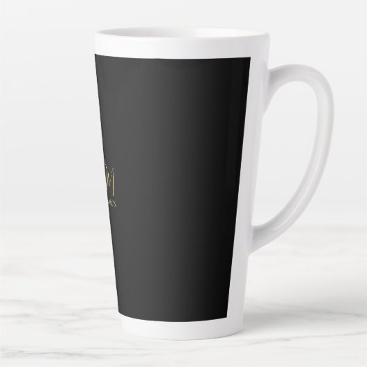 Zwart Goud Kleuren Monogram Initiaal Letternaam Latte Mok (Rechts)