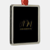Zwart Goud Kleuren Monogram Initiaal Letternaam Metalen Ornament (Rechts)