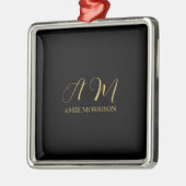 Zwart Goud Kleuren Monogram Initiaal Letternaam Metalen Ornament (Links)