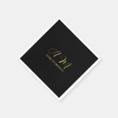 Zwart Goud Kleuren Monogram Initiaal Letternaam Servet (Hoek)