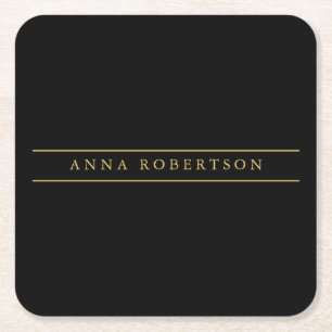 Zwart Goud Kleuren Professioneel Chic Minimalist Kartonnen Onderzetters