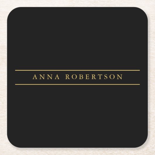 Zwart Goud Kleuren Professioneel Chic Minimalist Kartonnen Onderzetters (Voorkant)