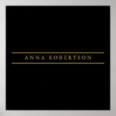Zwart Goud Kleuren Professioneel Chic Minimalist Poster (Voorkant)