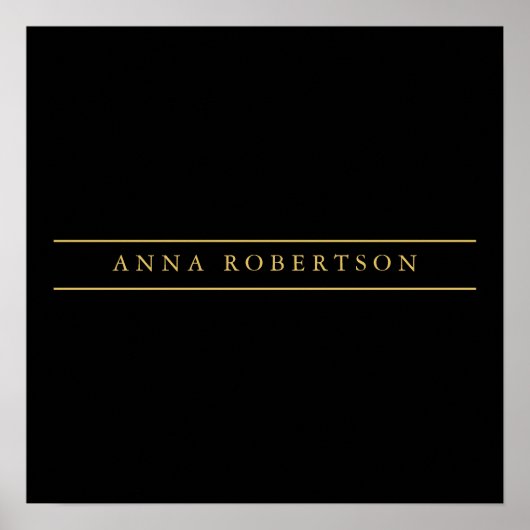 Zwart Goud Kleuren Professioneel Chic Minimalist Poster (Voorkant)