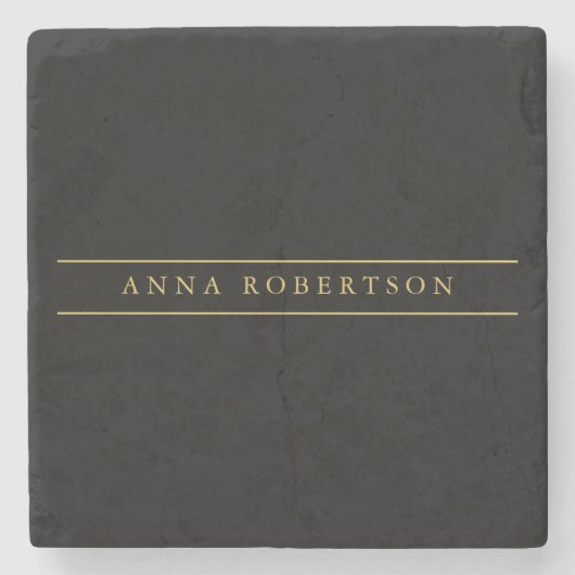 Zwart Goud Kleuren Professioneel Chic Minimalist Stenen Onderzetter (Voorkant)