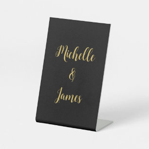 Zwart & Goud Kleuren Professioneel Trendy Modern Reclamebord Met Voetstuk