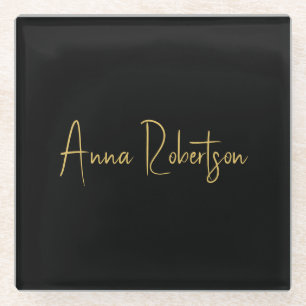 Zwart Goud Kleuren Professionele Trendy Kalligrafi Glazen Onderzetter