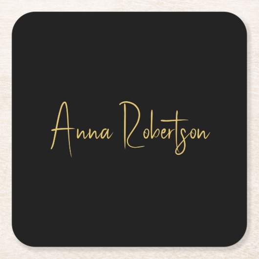 Zwart Goud Kleuren Professionele Trendy Kalligrafi Kartonnen Onderzetters (Voorkant)
