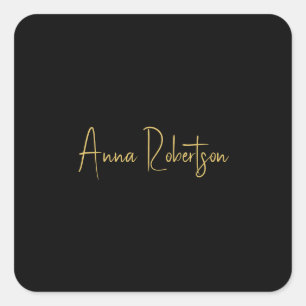Zwart Goud Kleuren Professionele Trendy Kalligrafi Vierkante Sticker