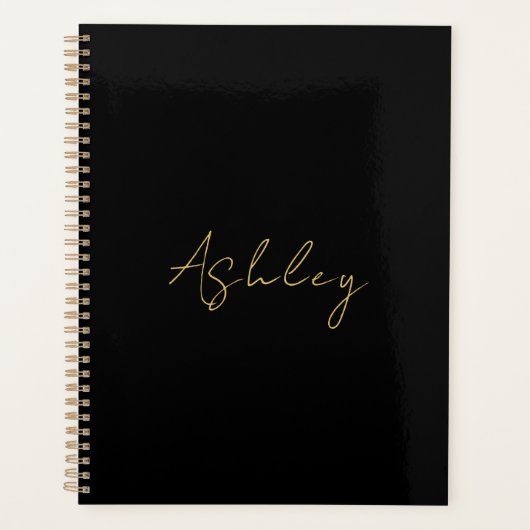 Zwart Goud Kleuren Professionele Trendy Moderne Na Planner (Voorkant)
