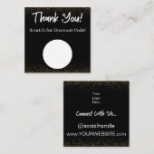 Zwart & Goud Korting Scratch Off Dank u Kaart Vierkante Visitekaartje (Voorkant / Achterkant)