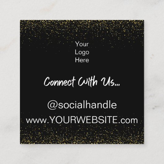 Zwart & Goud Korting Scratch Off Dank u Kaart Vierkante Visitekaartje (Achterkant)