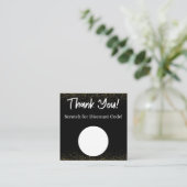 Zwart & Goud Korting Scratch Off Dank u Kaart Vierkante Visitekaartje (Staand voorkant)