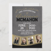 Zwart & Goud Krijtbord Filmstrip Afstuderen Kaart (Voorkant)