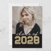 Zwart & Goud Krijtbord Filmstrip Afstuderen Kaart (Achterkant)