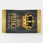 Zwart Goud Kroonprins Baby shower Spandoek (Horizontaal)