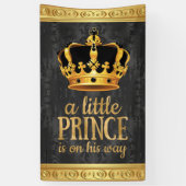 Zwart Goud Kroonprins Baby shower Spandoek (Verticaal)