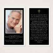 Zwart Goud Kruis Foto Memorial Gebed Kaart (Voorkant /achterkant)