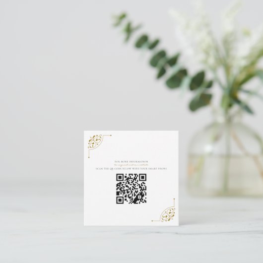 Zwart & Goud Land Bruiloft met QR Code Informatiekaartje (Staand voorkant)