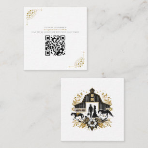 Zwart & Goud Land Bruiloft met QR Code Informatiekaartje