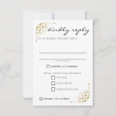 Zwart & Goud Land Bruiloft Voedsel Keuzen RSVP Kaartje (Voorkant)