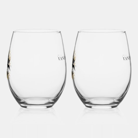 Zwart & Goud Land Bruiloft Wijnglas Zonder Voet (Links)