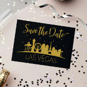 Zwart Goud Las Vegas Strip Bruiloft Save The Date Aankondigingskaart
