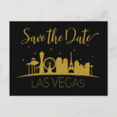 Zwart Goud Las Vegas Strip Bruiloft Save The Date Aankondigingskaart (Voorkant)