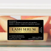 Zwart & Goud Lash Serum Mascara Cosmetische Buis Labels (Aangebracht)