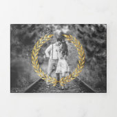 Zwart Goud Laurel Minimale Alles in Een Bruiloft Drieluik Uitnodiging (Cover)