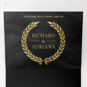 Zwart Goud Laurel Minimale Alles in Een Bruiloft Drieluik Uitnodiging (Binnenzijde eerst)