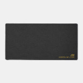 Zwart Goud Lederen Textuur Custom Monogram Naam Bureaumat (Voorkant)
