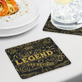  zwart goud legende pensioen kartonnen onderzetters