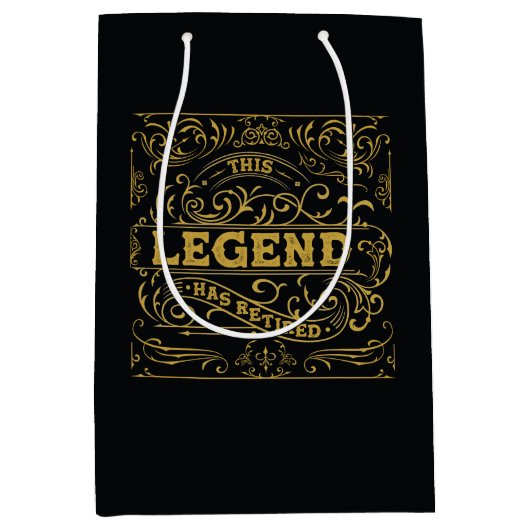  zwart goud legende pensioen medium cadeauzakje (Voorkant)